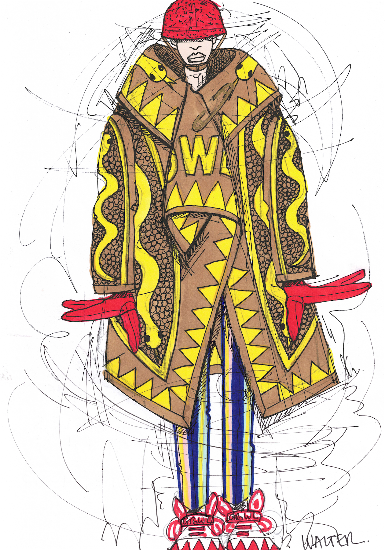 A4 - WVB275 - Walter Van Beirendonck - Crossed crocodiles growl